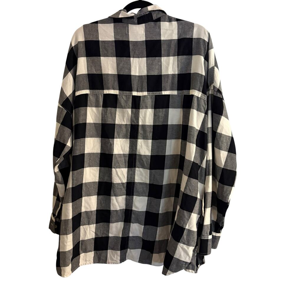 Old Navy Flannel Top Shirt Black & White Checkered Country Woman’s  XXL Cotton - Picture 4 of 8